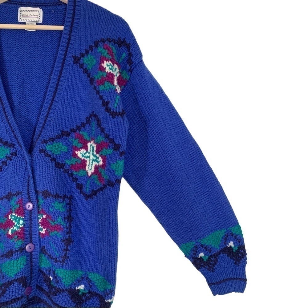 Vintage Gina Peters Cottagecore Knit Cardigan Sweater Size Medium - Picture 4 of 11